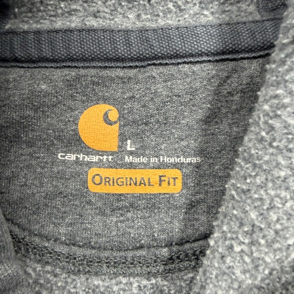 Carhartt Men's Gray Original Fit Hooded Sweatshirt with Neon Logo Size L - Picture 3 of 10